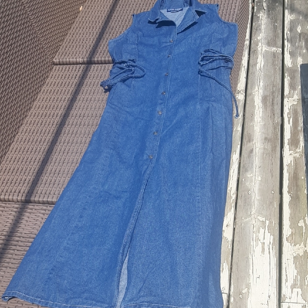 Eastwest💙Cinched Waist Flattering Denim Midi Size M - Picture 13 of 13